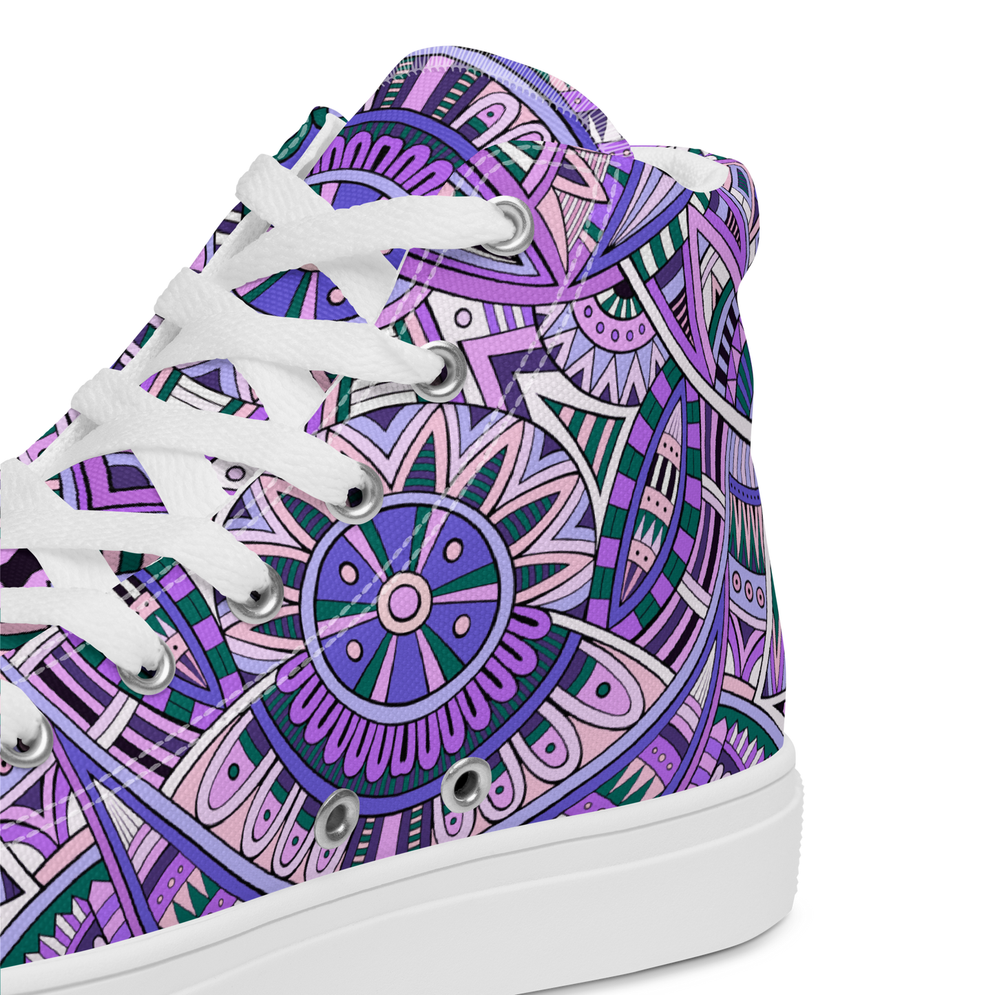 Men’s high top canvas shoes - Ethnic-Boho Fusion Lilac | 5035