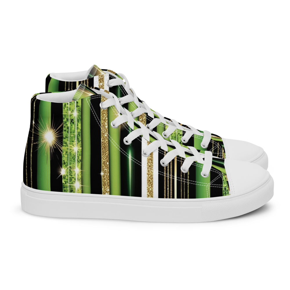 Men’s high top canvas shoes - Green Sparks Party | 5021