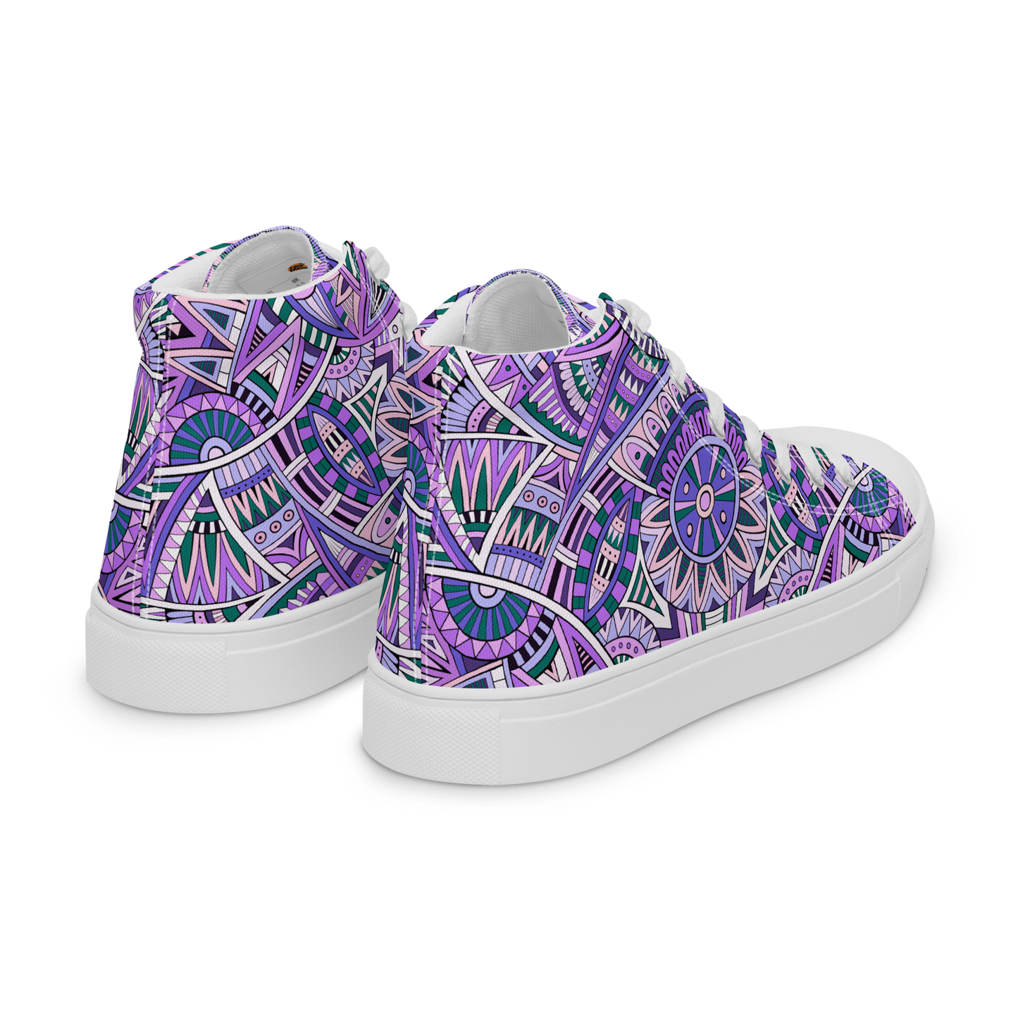 Men’s high top canvas shoes - Ethnic-Boho Fusion Lilac | 5035