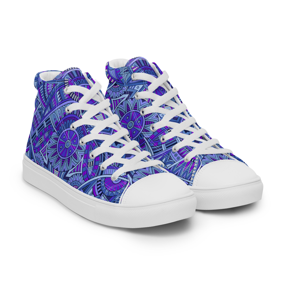 Men’s high top canvas shoes - Ethnic-Boho Fusion Blue | 5030