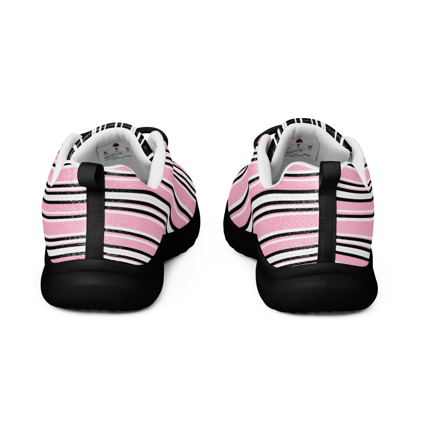 Women’s athletic shoes - Pink & Black Striped Knit Mesh Sneakers | 10103