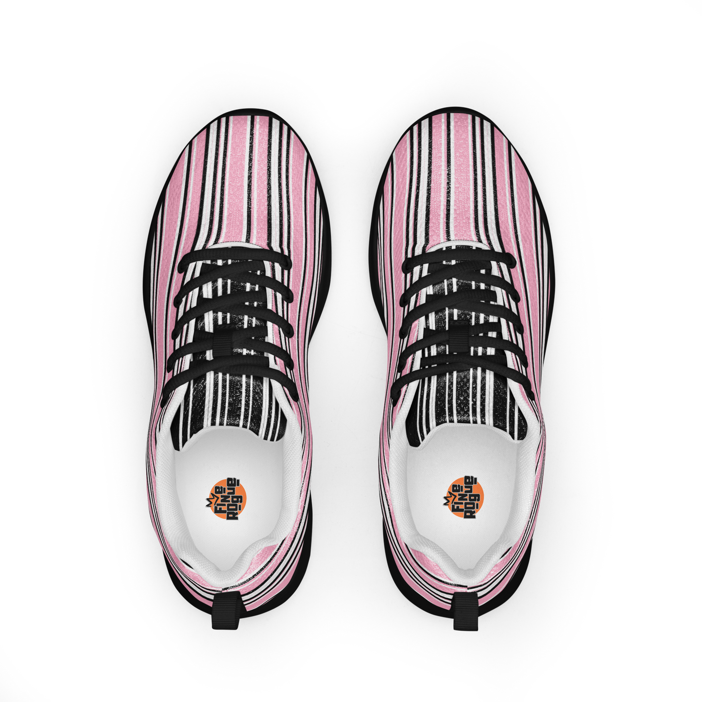 Women’s athletic shoes - Pink & Black Striped Knit Mesh Sneakers | 10103