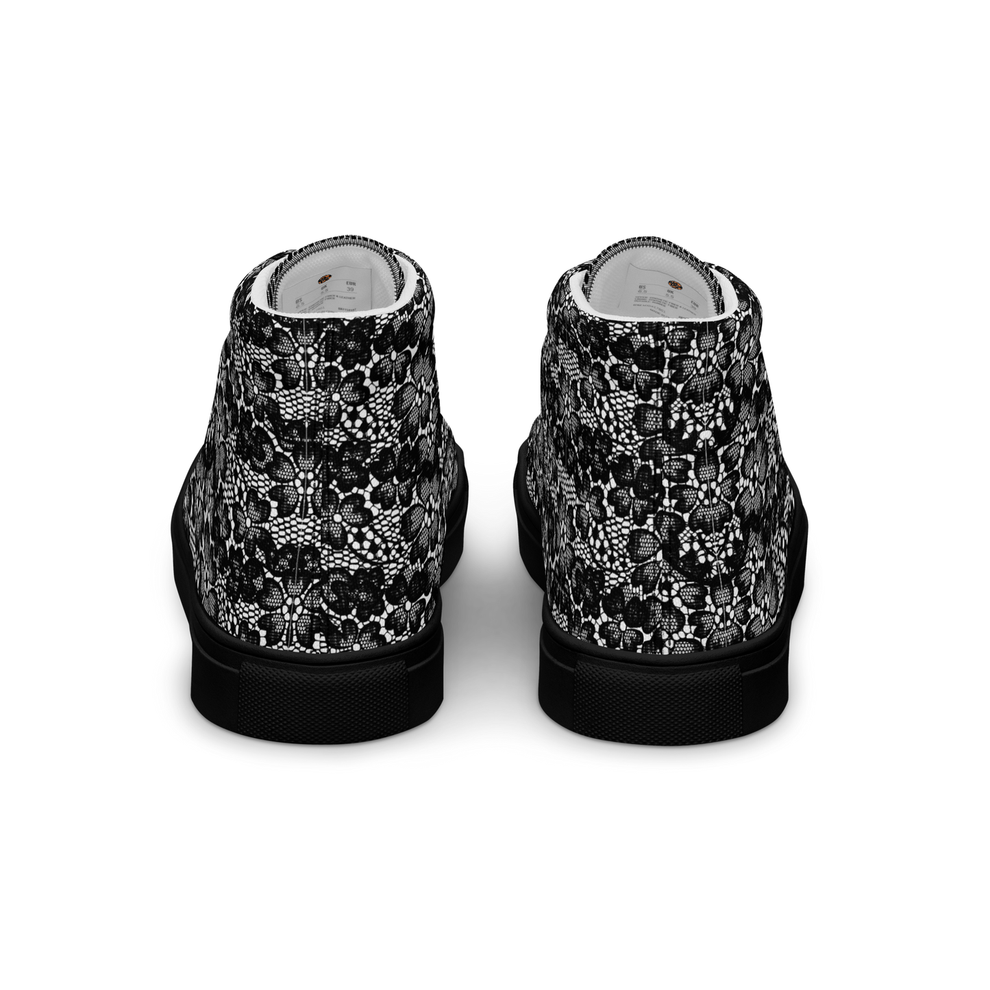 Women’s high top canvas shoes - Black Lace Print - Romantic Noir | 10003