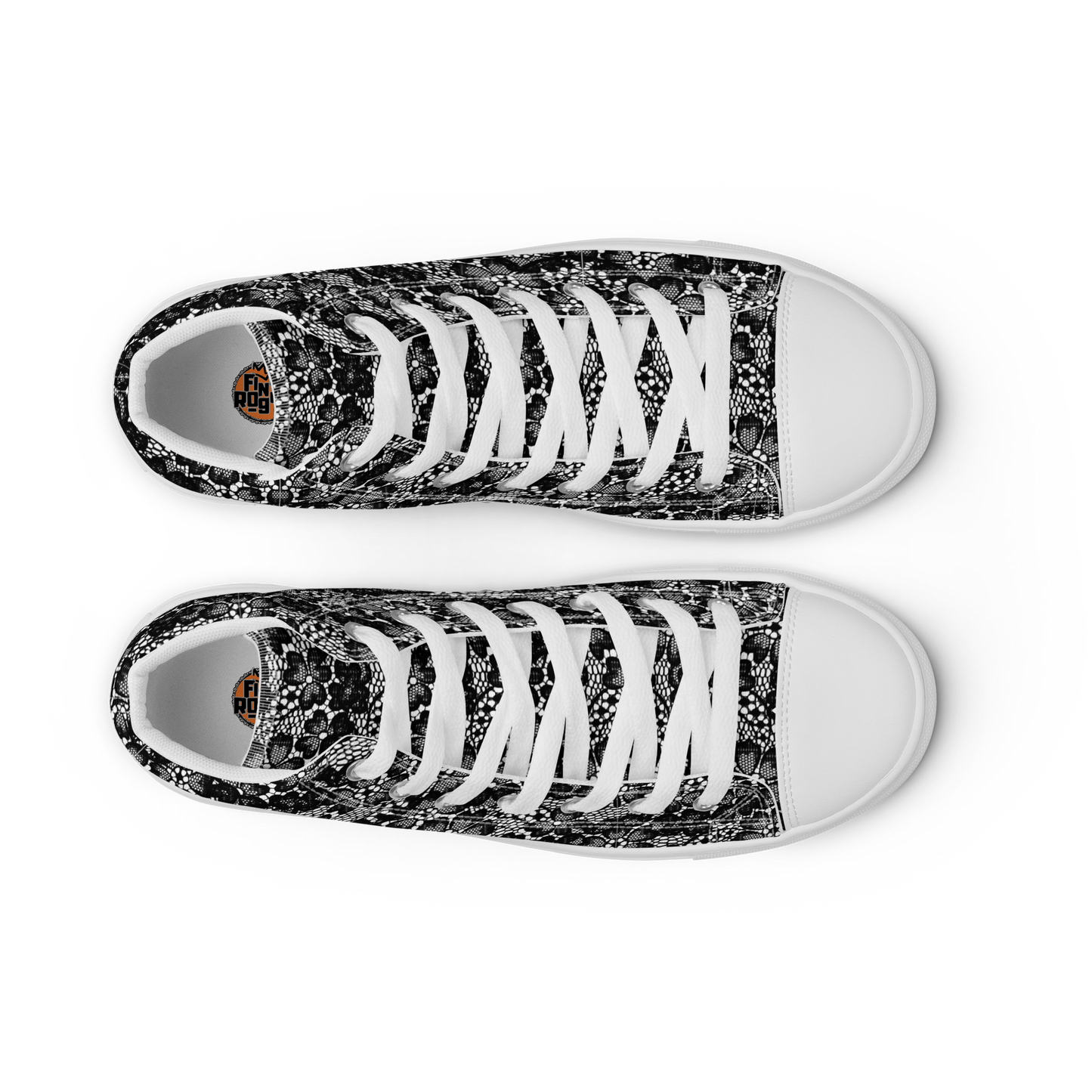 Women’s high top canvas shoes - Black Lace print - Romantic Noir | 10004