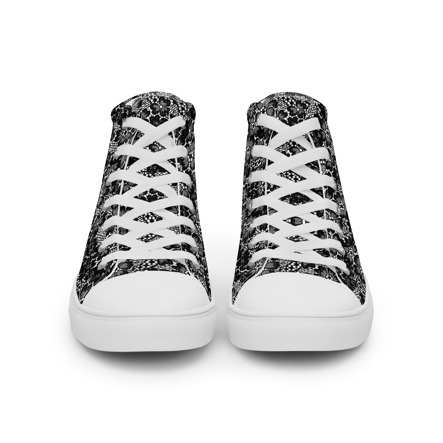 Women’s high top canvas shoes - Black Lace print - Romantic Noir | 10004