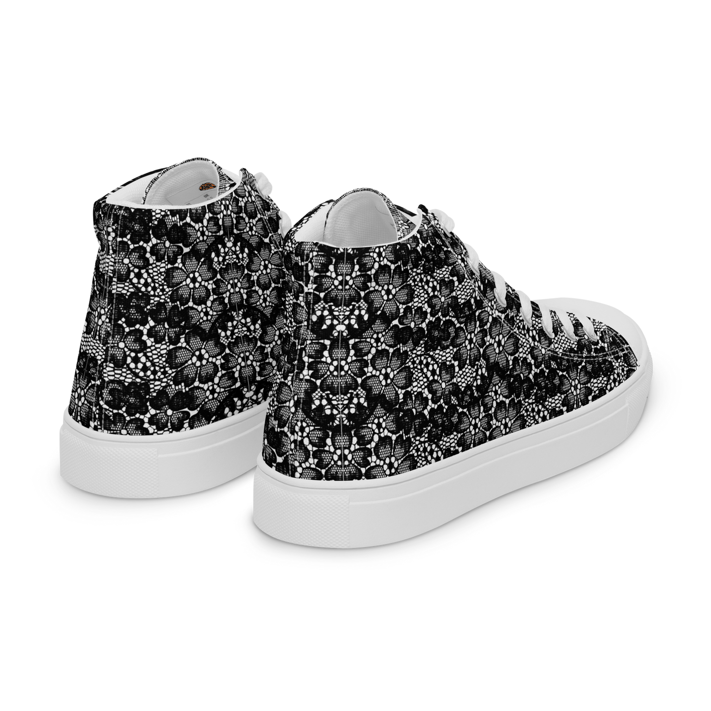 Women’s high top canvas shoes - Black Lace print - Romantic Noir | 10004