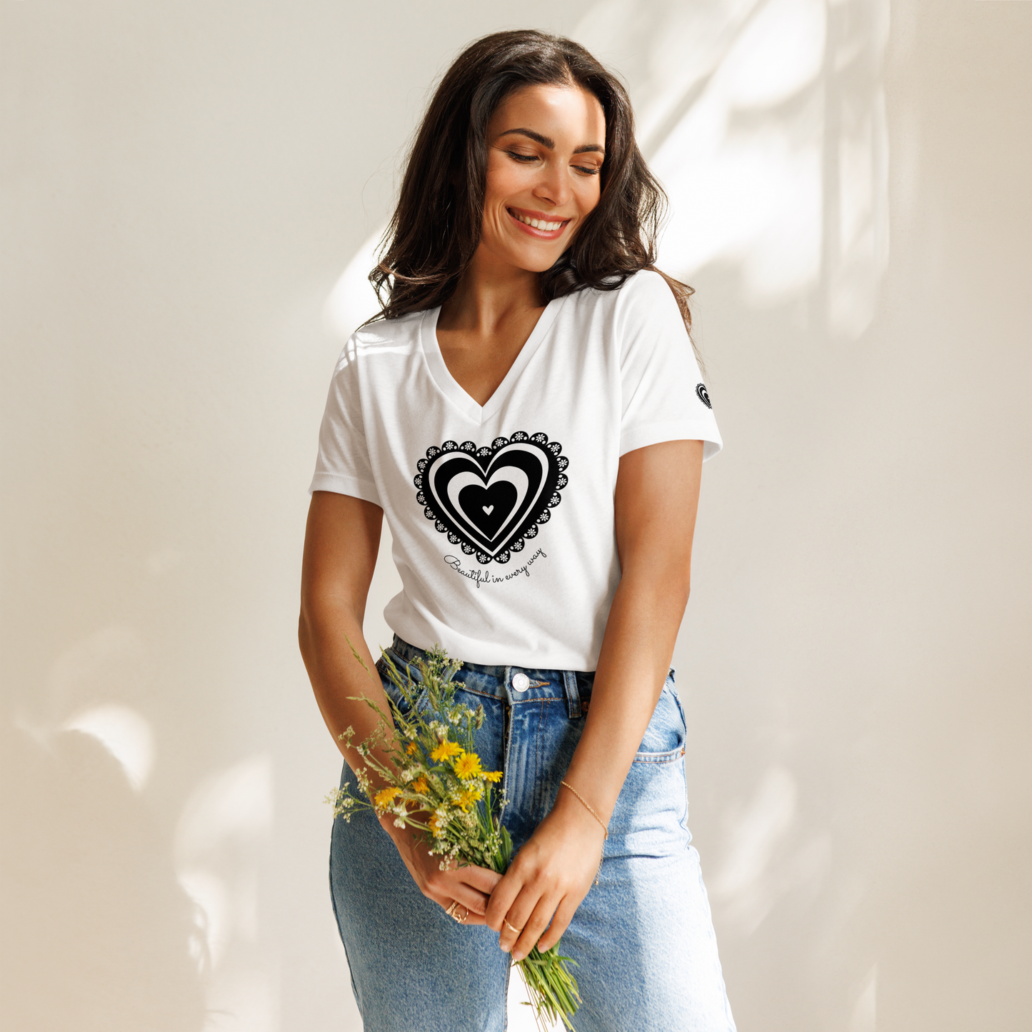 Beautiful in every way V-neck T-shirt - Romantic Noir | 10010