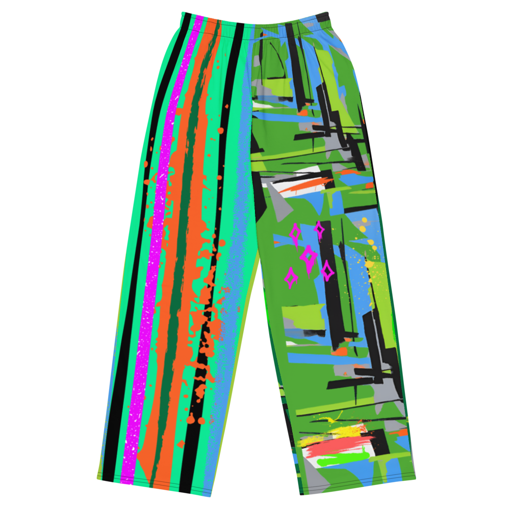 Wide leg straight pants, unisex, green, orange, pink, blue, colorful | 1035