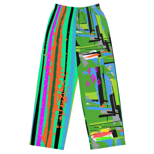 Wide leg straight pants, unisex, green, orange, pink, blue, colorful | 1035