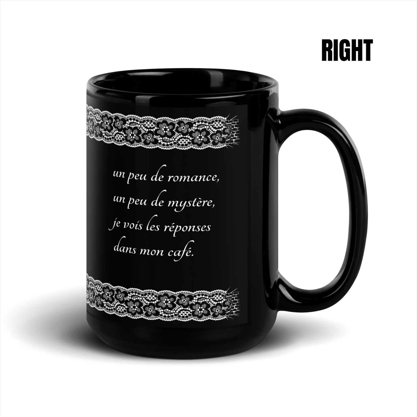 Black Large Coffee Mug - 15 oz/444 ml - Romantic Noir | 100008