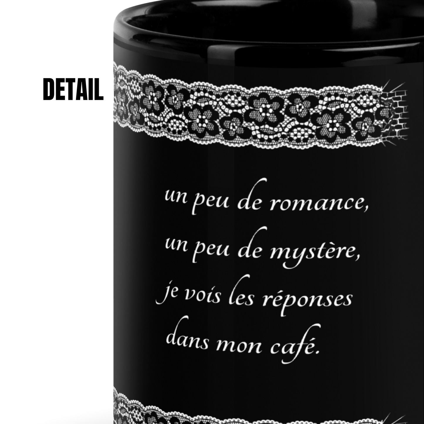Black Large Coffee Mug - 15 oz/444 ml - Romantic Noir | 100008