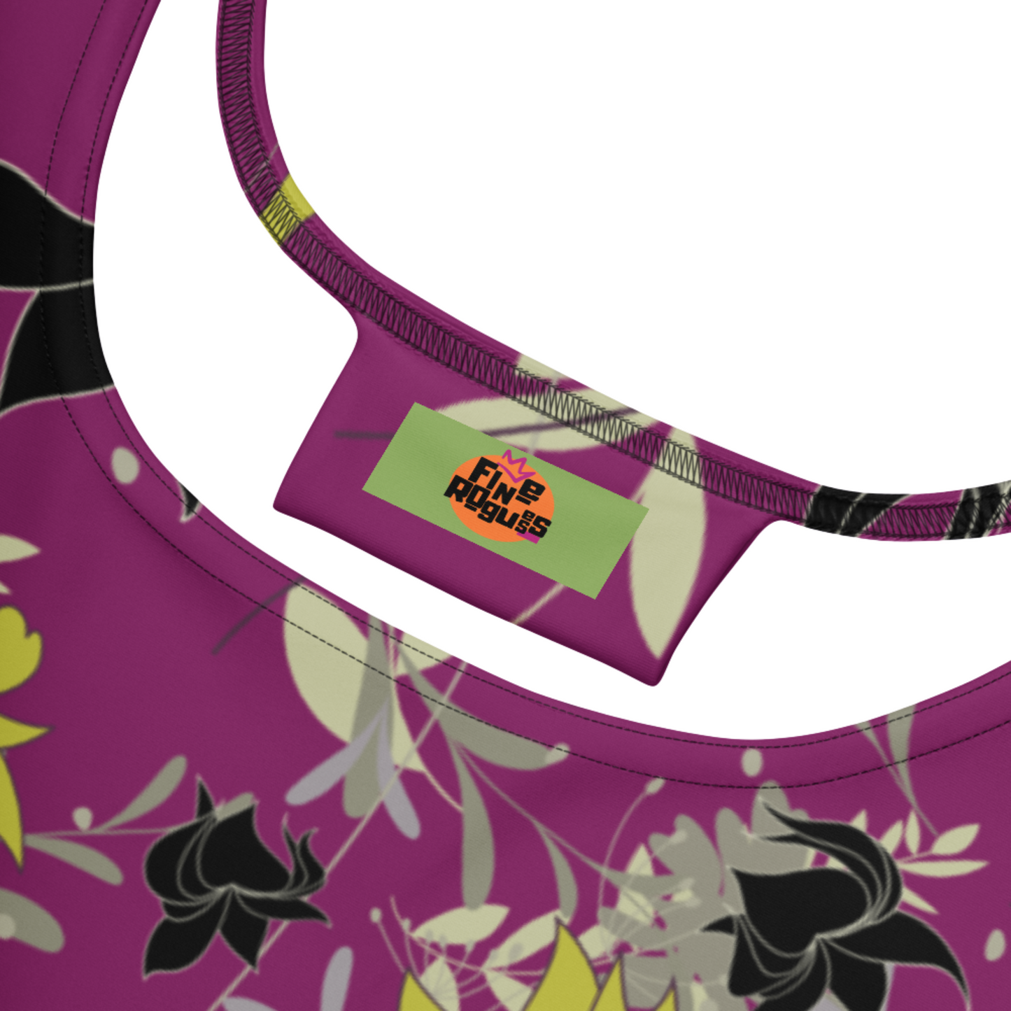 Flare Short Sleeveless Dress - Floral Purple Leaves - Casual Everyday Holiday Dance Party | 3006