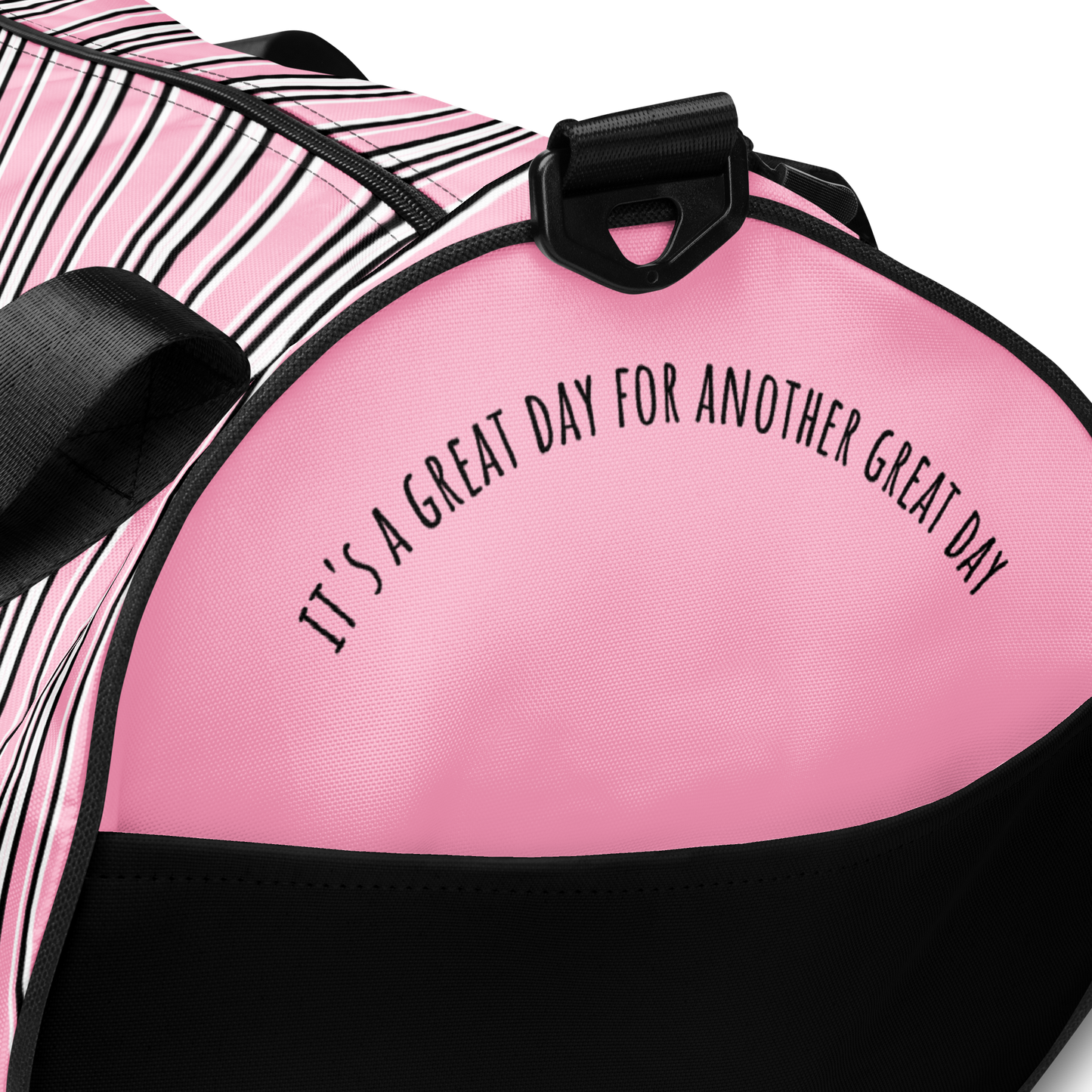 Gym bag - Pink/White/Black Stripes - ''It's a great day for another great day'', 30 l - 10105