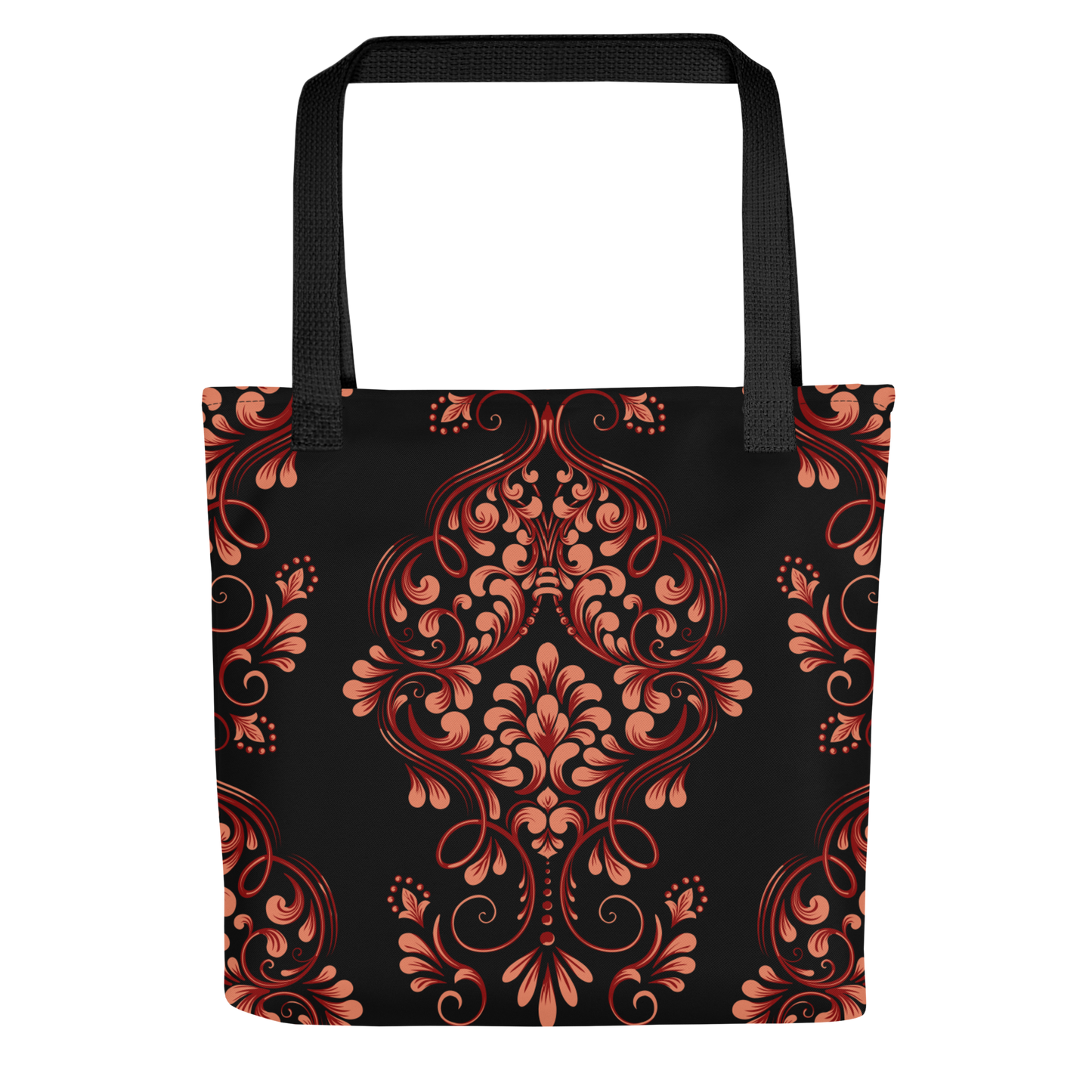 Tote bag - Tango theme - Red decoration - Black Handles, Both sides print | 8066