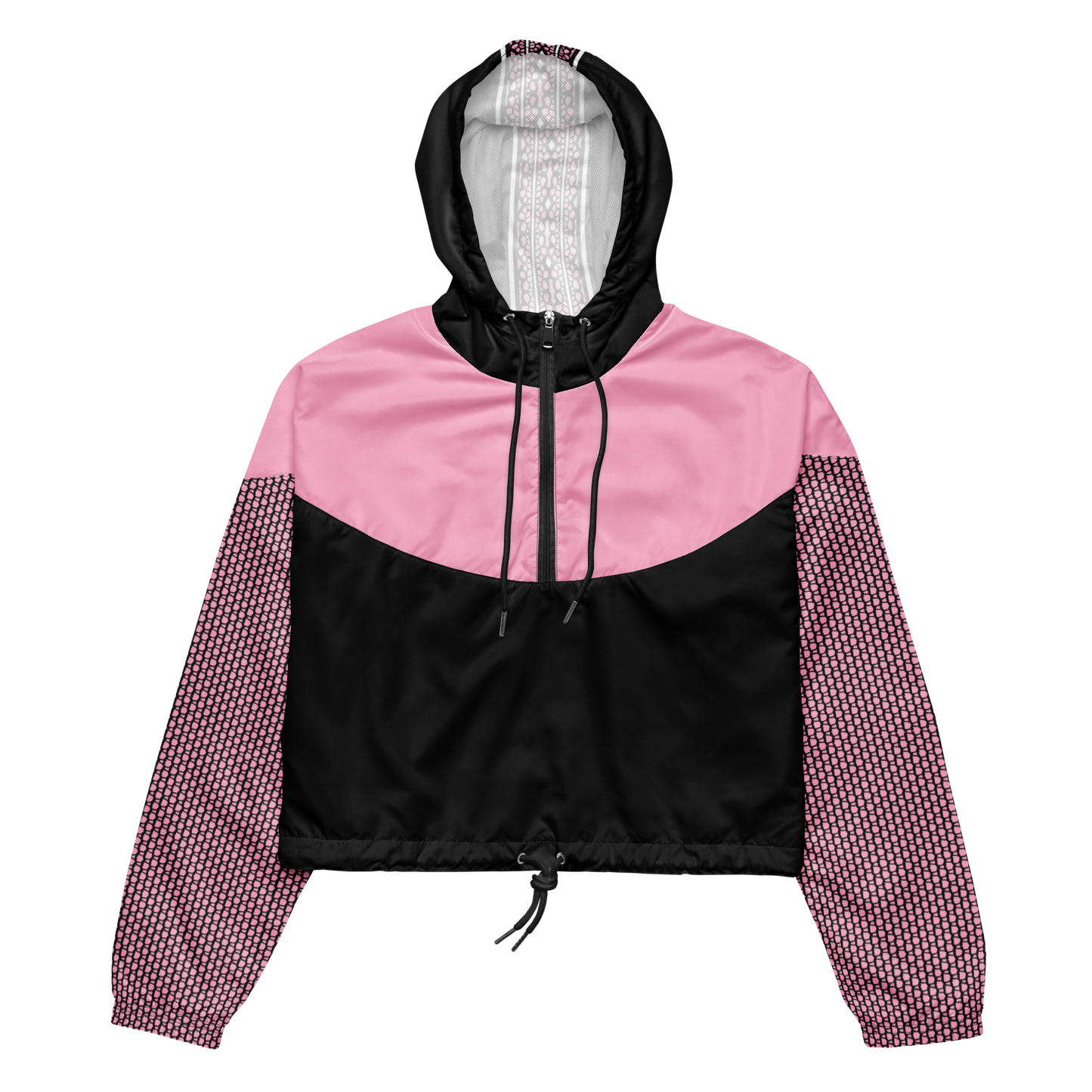Pink & Black Windbreaker Hoodie – Retro Sporty Streetwear | 10102