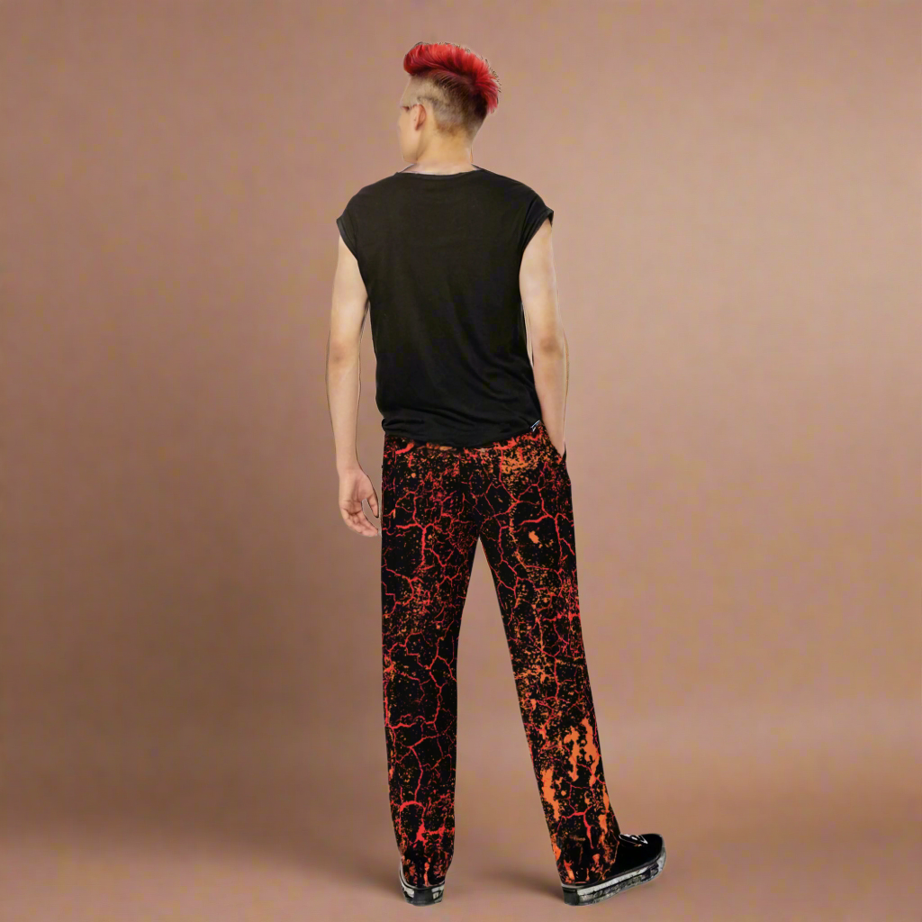 Wide leg straight pants, unisex, lava, orange, red, black | 1033