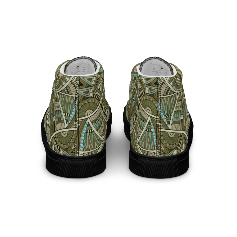 Men’s high top canvas shoes - Ethnic-Boho Fusion Khaki | 5031