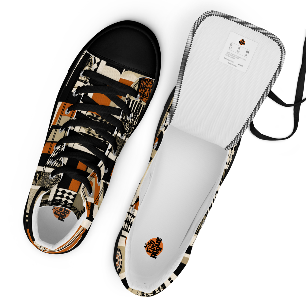 Men’s high top canvas sneakers - Rust Grid | 5002