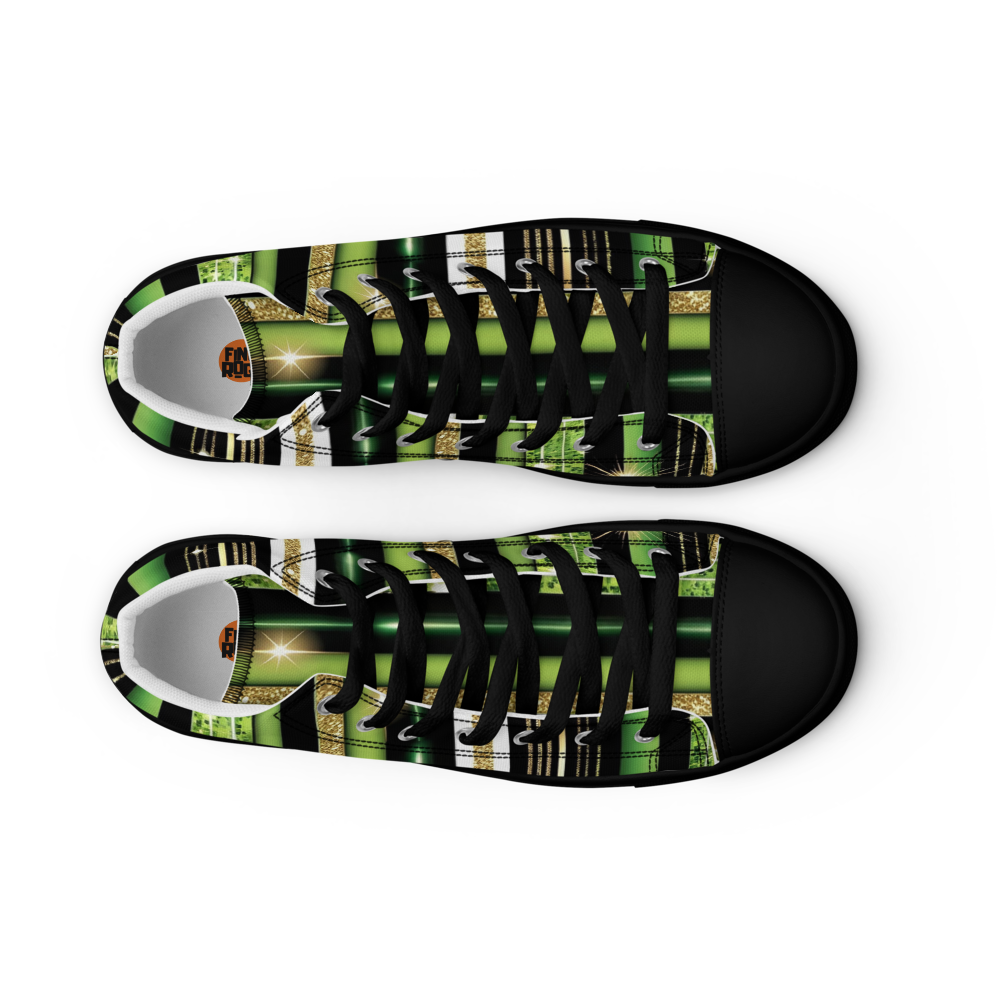 Men’s high top canvas shoes - Green Sparks Party | 5021