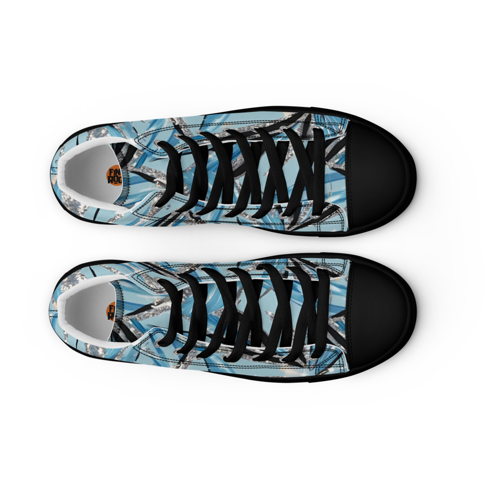 Men’s high top canvas shoes - Blue Silver Hot Ice Party | 5024