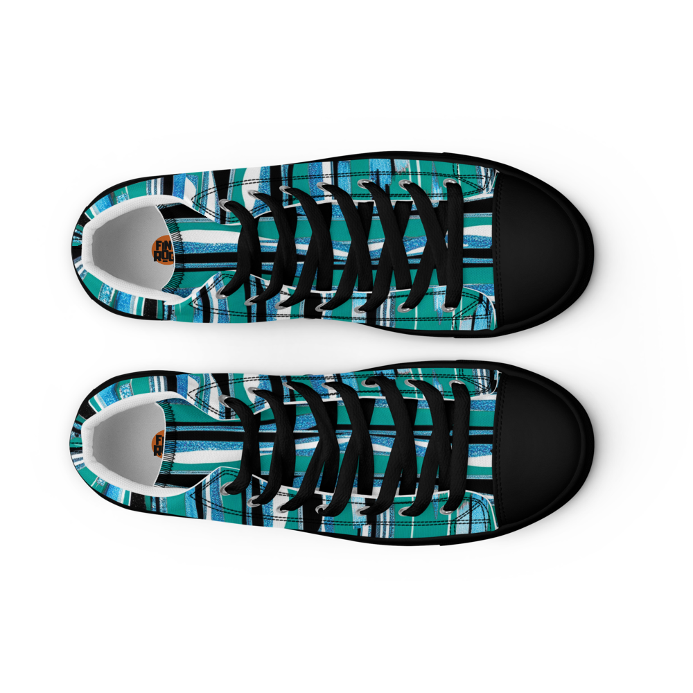 Men’s high top canvas shoes - Teal Blue Party | 5025