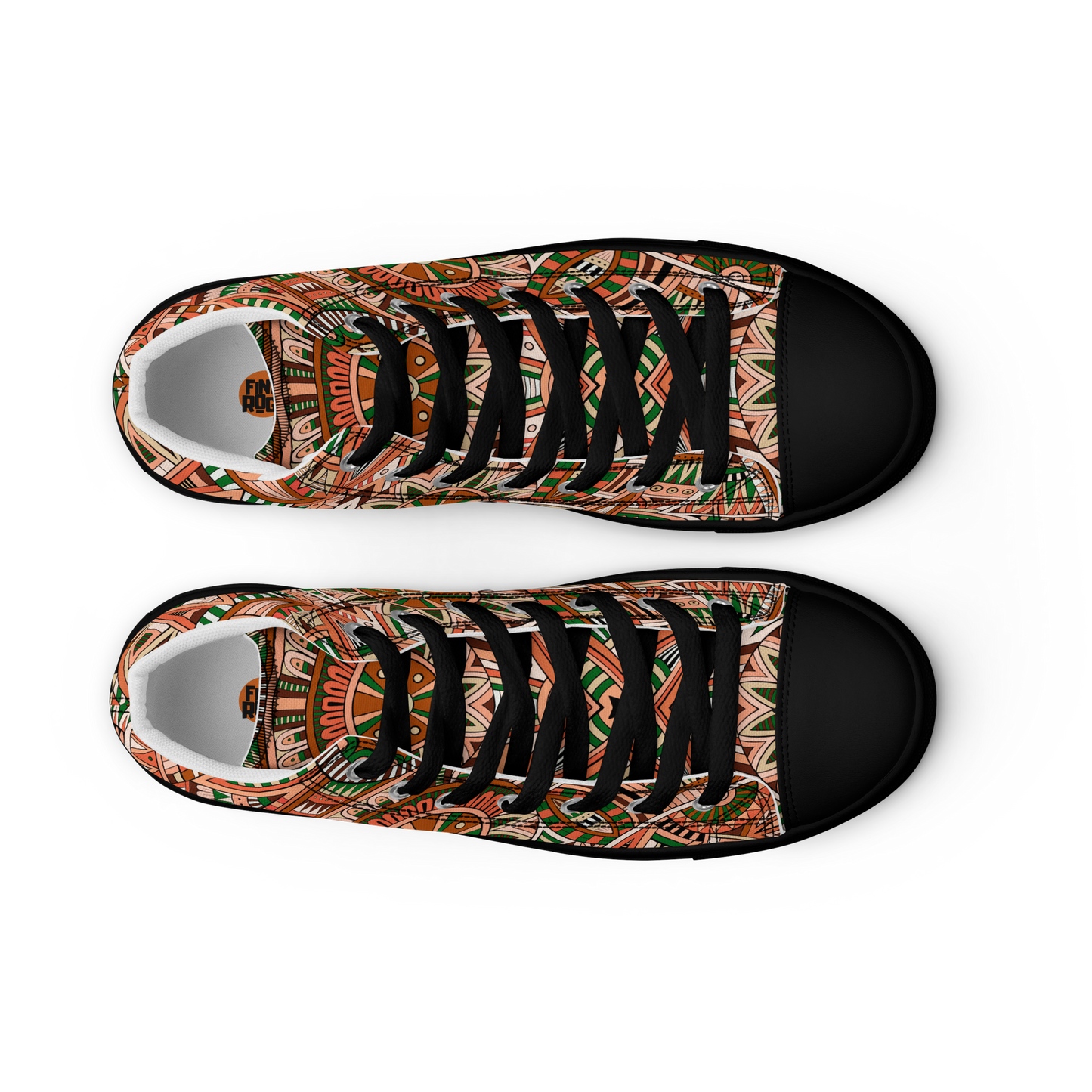 Men’s high top canvas shoes - Ethnic-Boho Fusion Orange | 5034