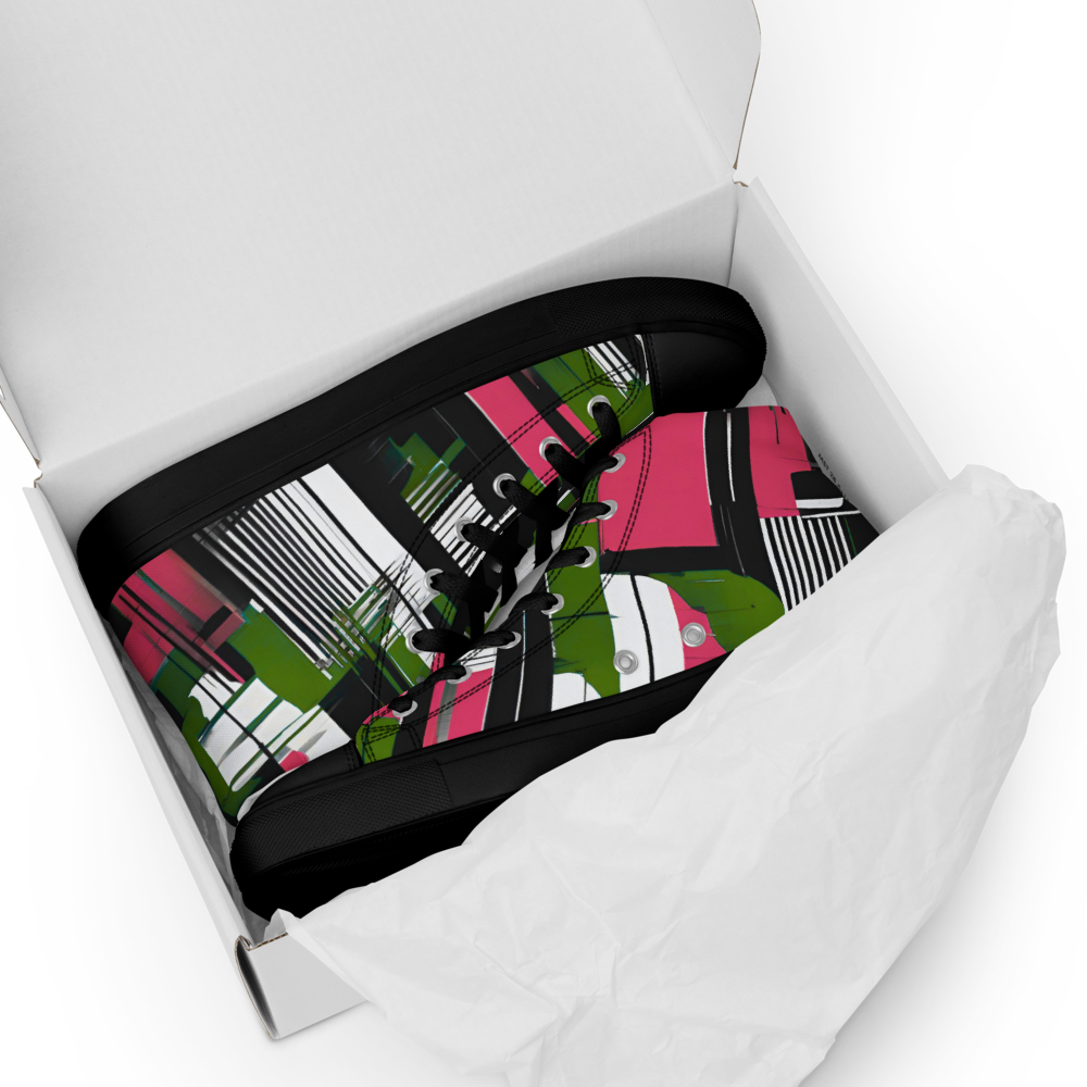 Men’s high top canvas shoes - Green Red City Grove | 5008
