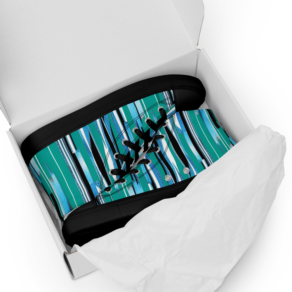 Men’s high top canvas shoes - Teal Blue Party | 5025