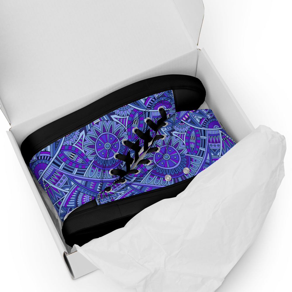 Men’s high top canvas shoes - Ethnic-Boho Fusion Blue | 5030