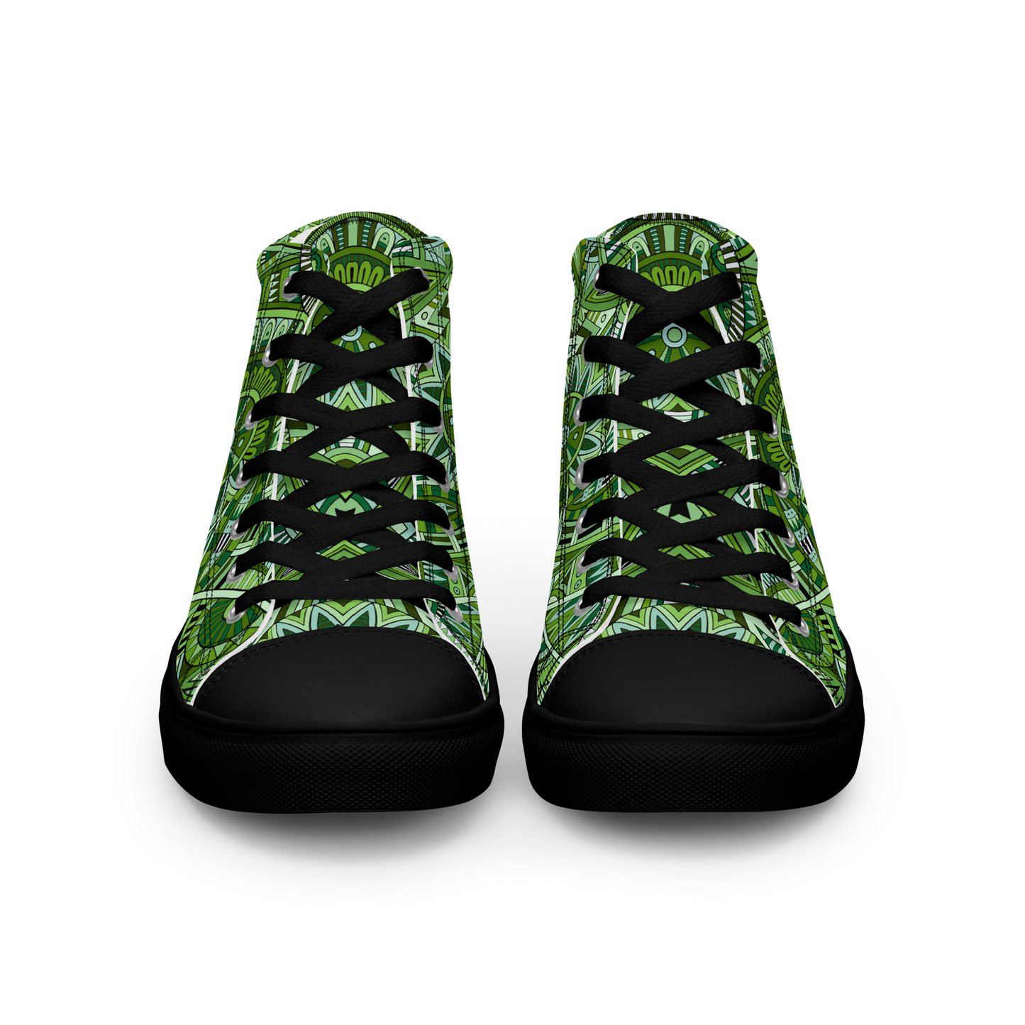 Men’s high top canvas shoes - Ethnic-Boho Fusion Fresh Green | 5032