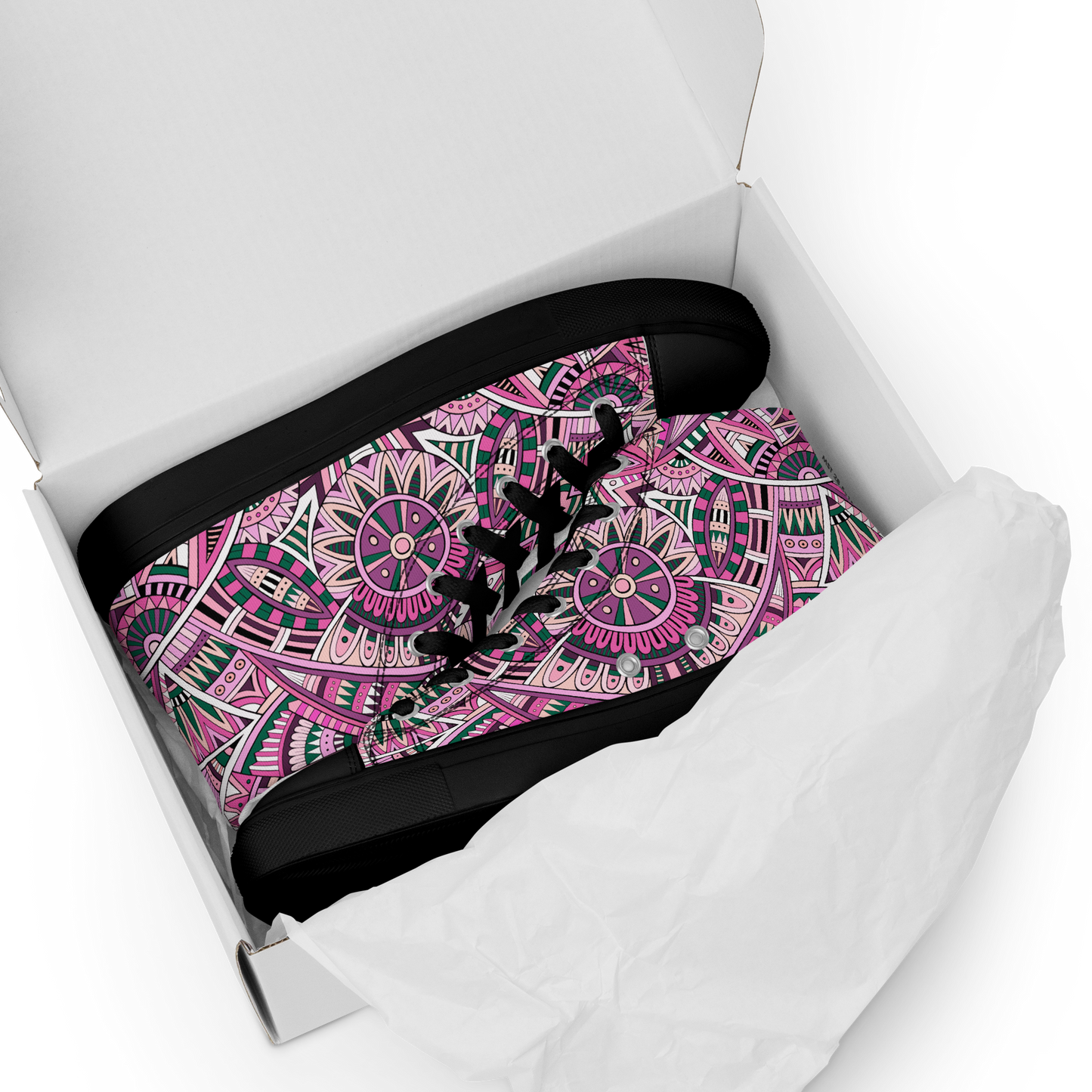 Men’s high top canvas shoes - Ethnic-Boho Fusion Pink | 5033