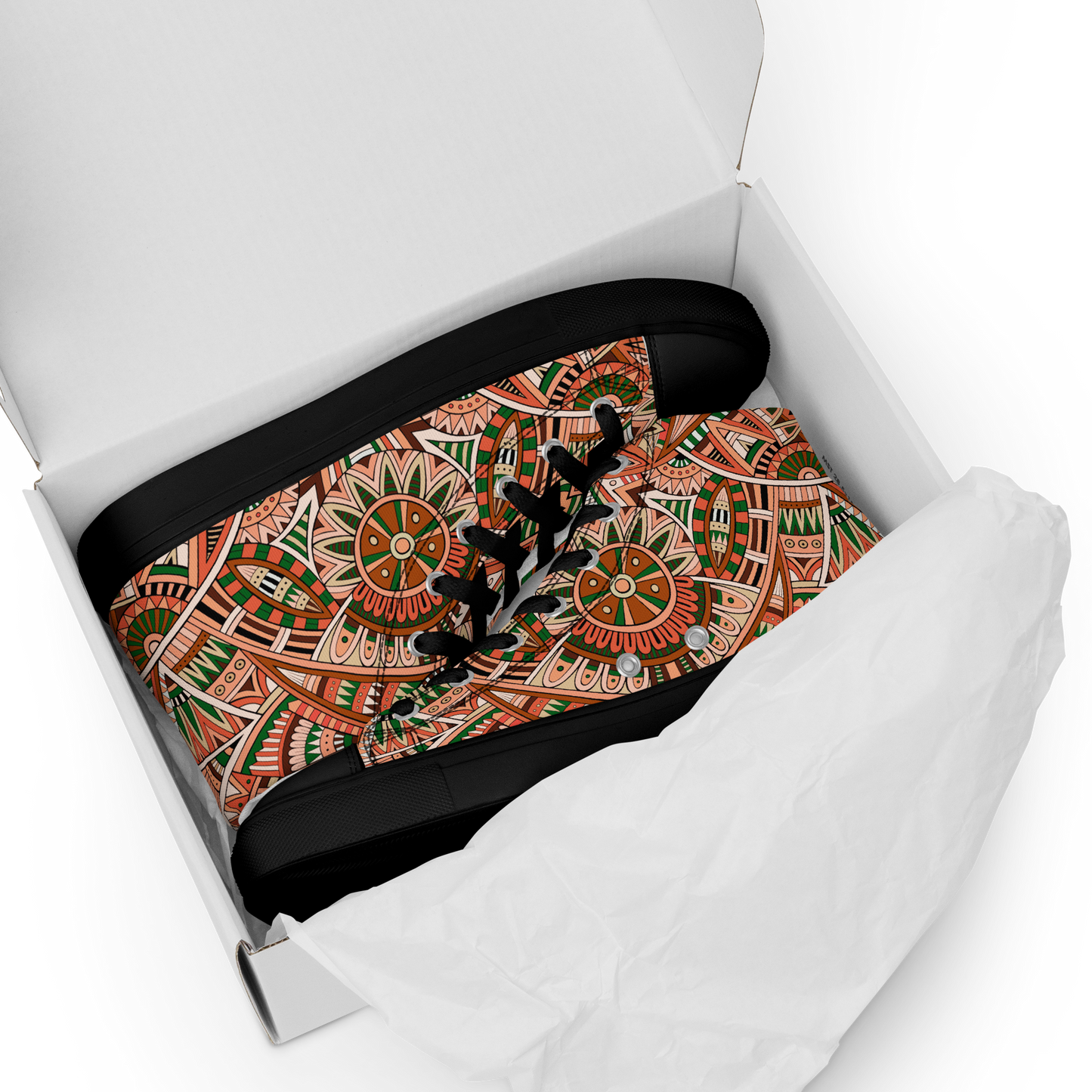 Men’s high top canvas shoes - Ethnic-Boho Fusion Orange | 5034