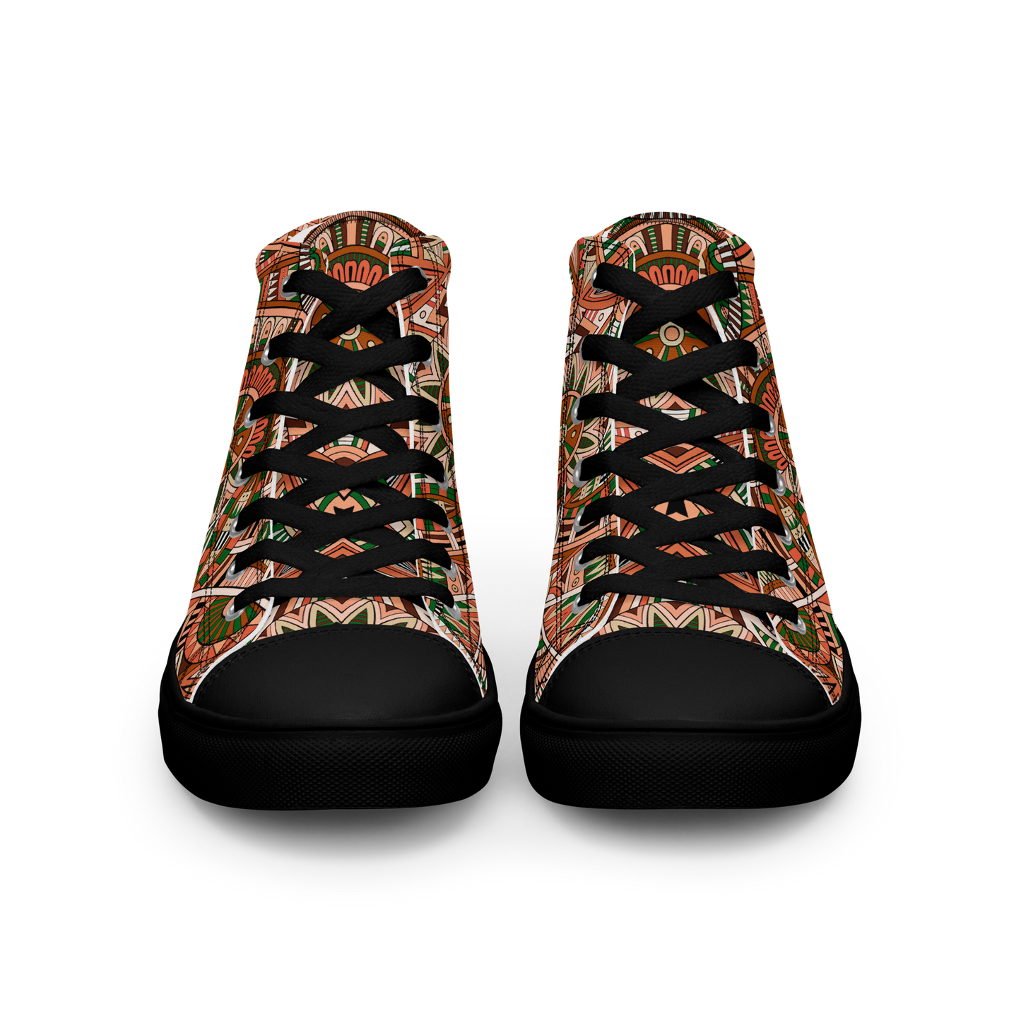 Men’s high top canvas shoes - Ethnic-Boho Fusion Orange | 5034