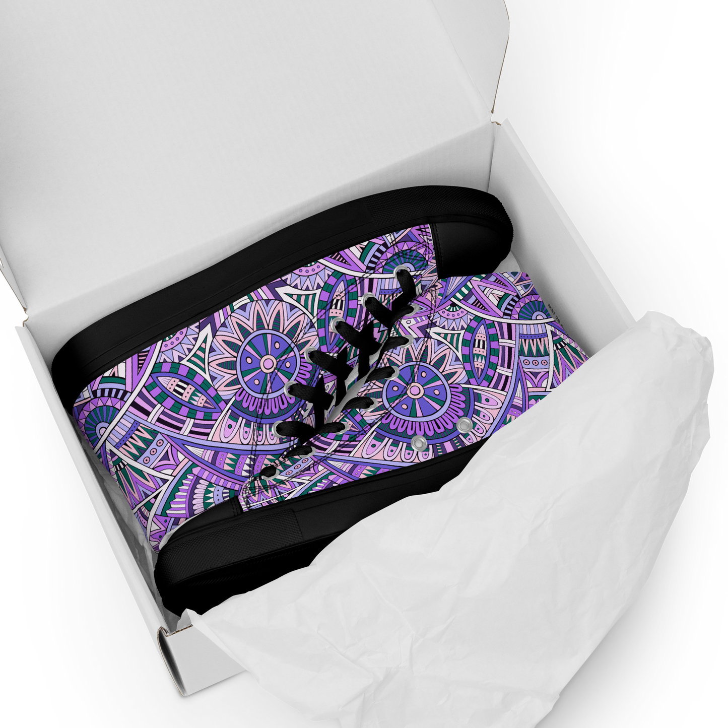 Men’s high top canvas shoes - Ethnic-Boho Fusion Lilac | 5035
