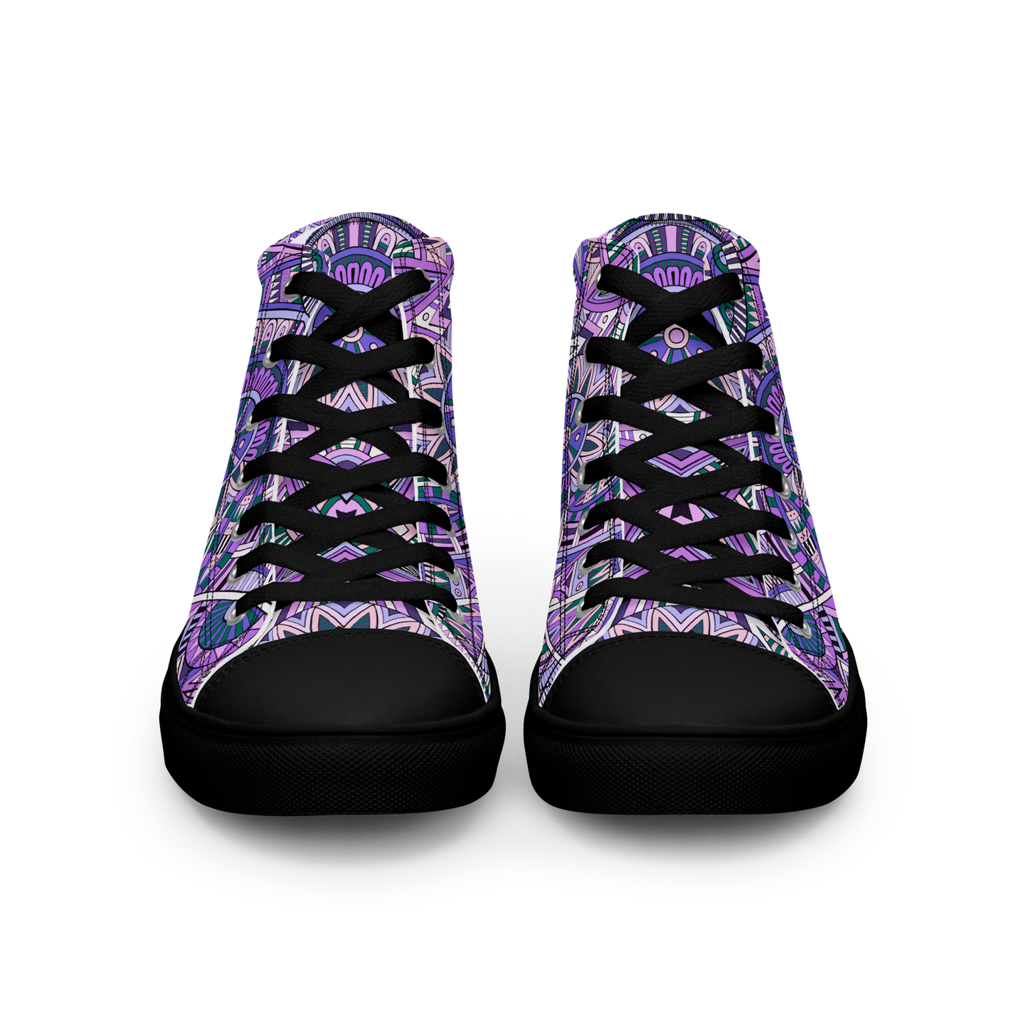 Men’s high top canvas shoes - Ethnic-Boho Fusion Lilac | 5035