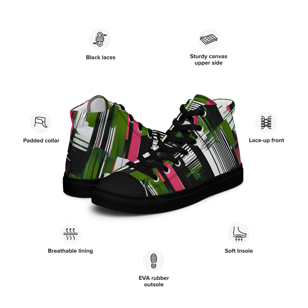 Men’s high top canvas shoes - Green Red City Grove | 5008