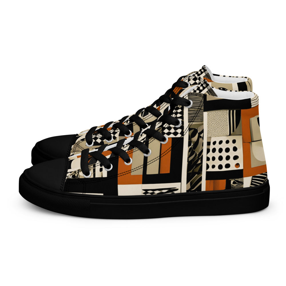 Men’s high top canvas sneakers - Rust Grid | 5002