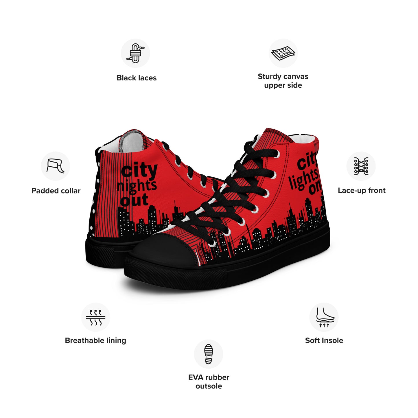 Men’s high top canvas sneakers - City Nights Out | 5011