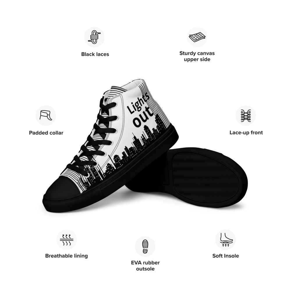 Men’s high top canvas shoes - Black Lights out/Nights on | 5015