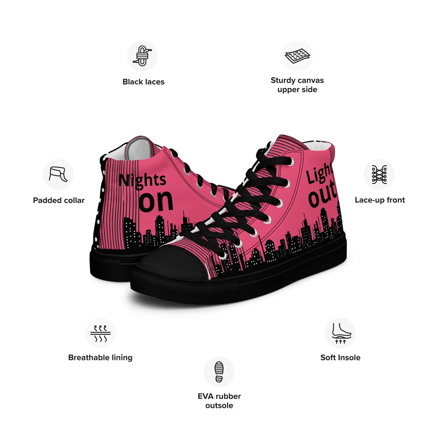 Men’s high top canvas shoes - Hidden Lights out/Nights on | 5016
