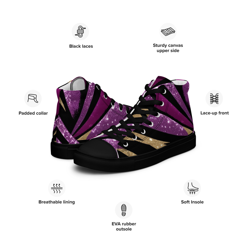 Men’s high top canvas sneakers - Purple Party | 5019
