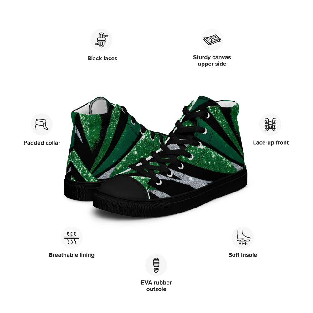 Men’s high top canvas sneakers - Emerald Green Party | 5020