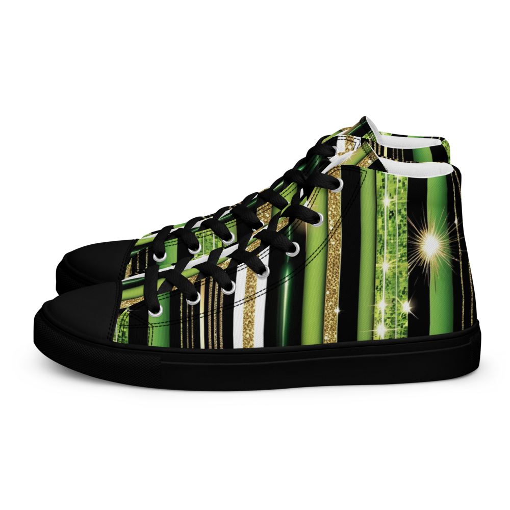 Men’s high top canvas shoes - Green Sparks Party | 5021