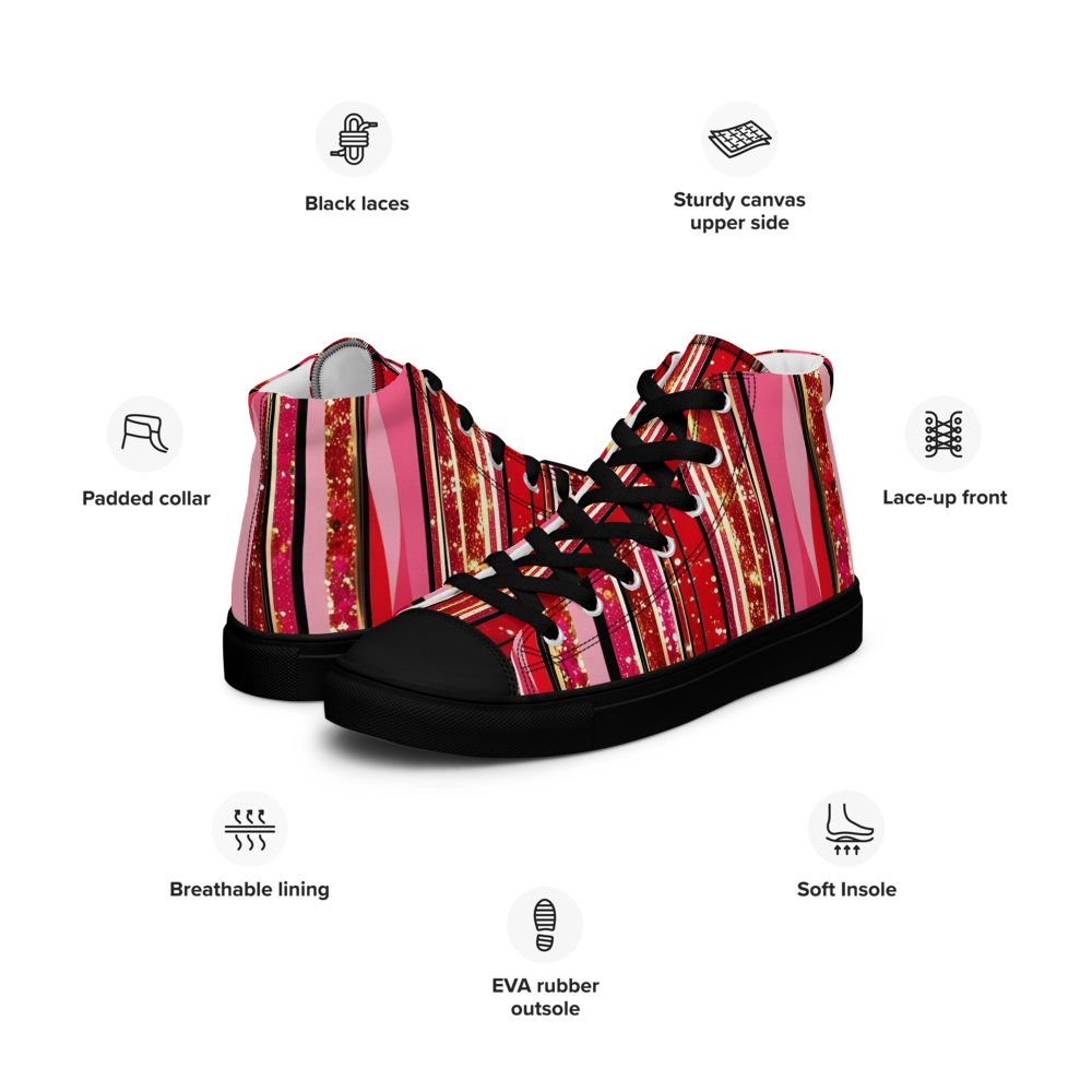 Men's high top canvas shoes - Red Sparks Party | 5022