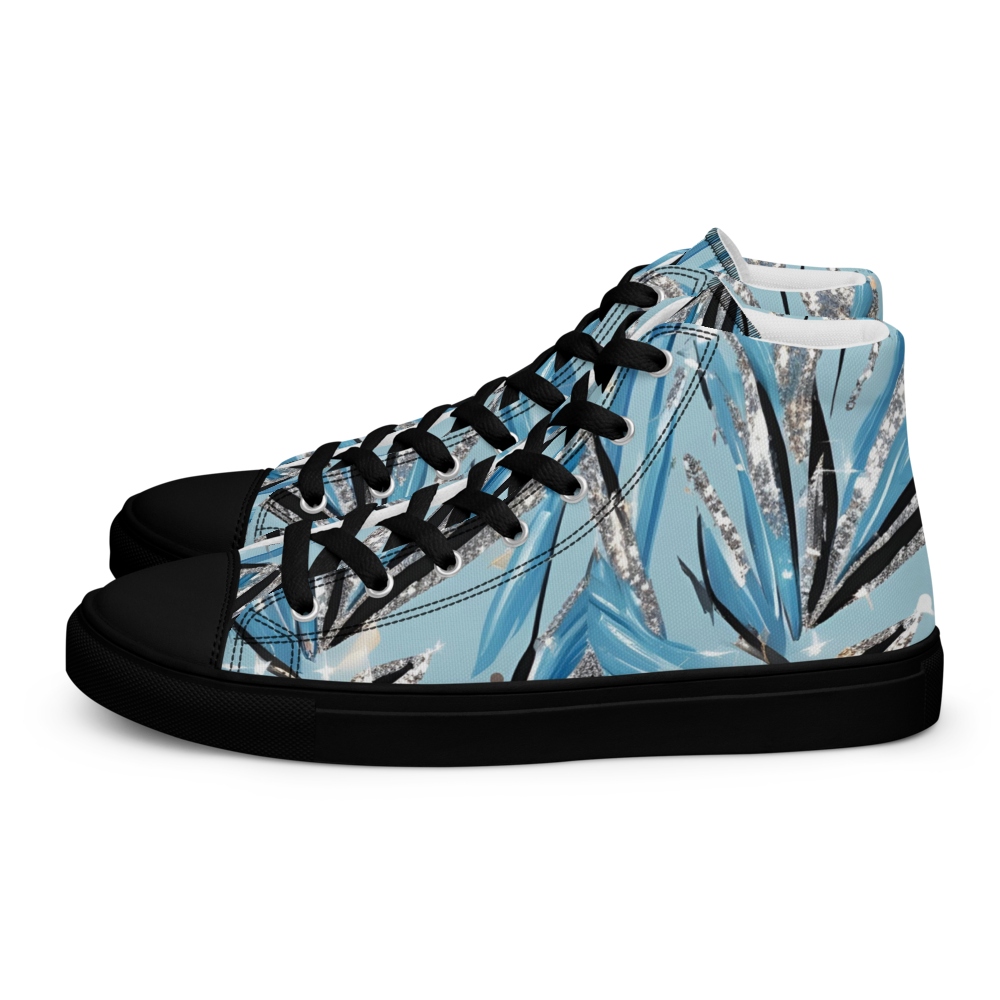 Men’s high top canvas shoes - Blue Silver Hot Ice Party | 5024