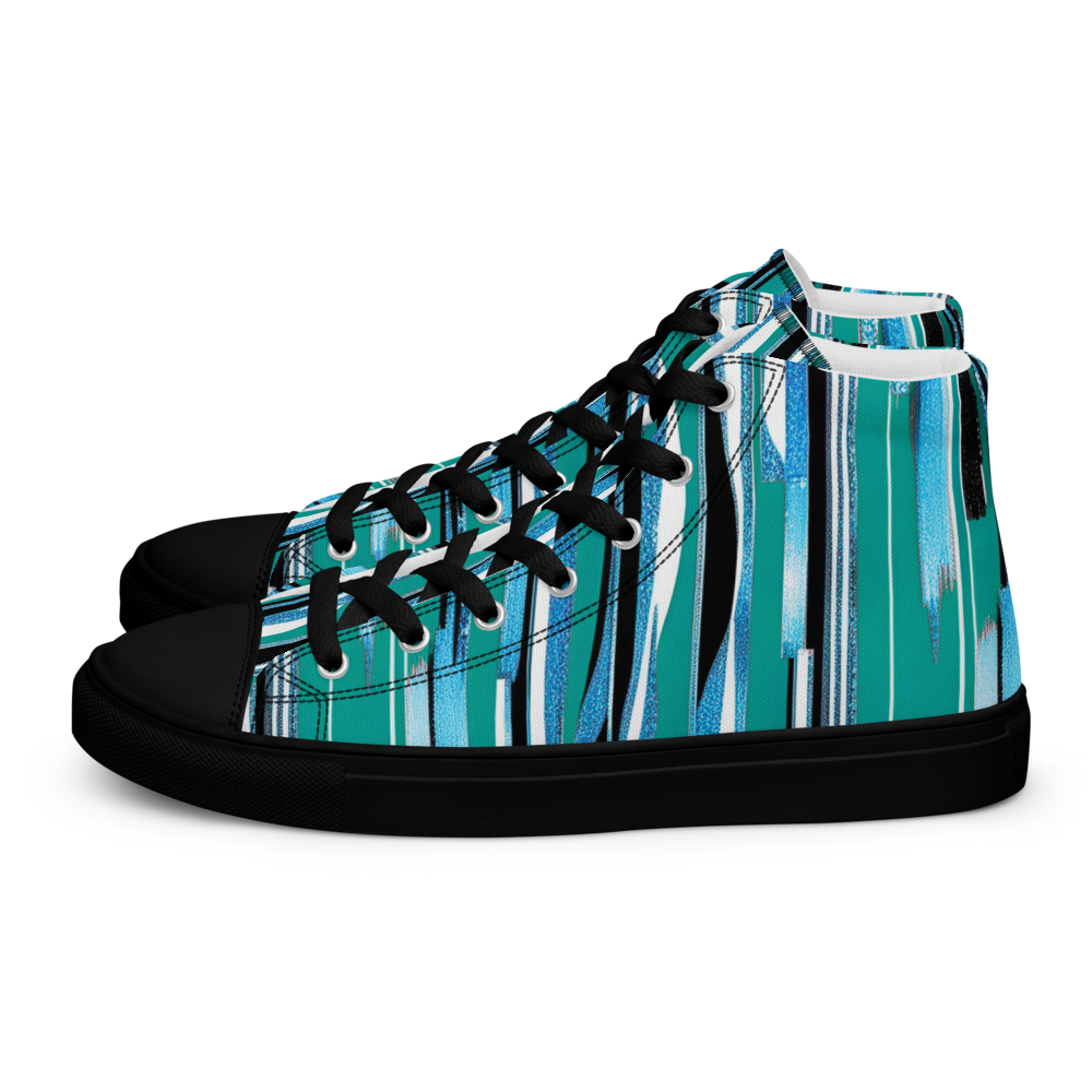 Men’s high top canvas shoes - Teal Blue Party | 5025