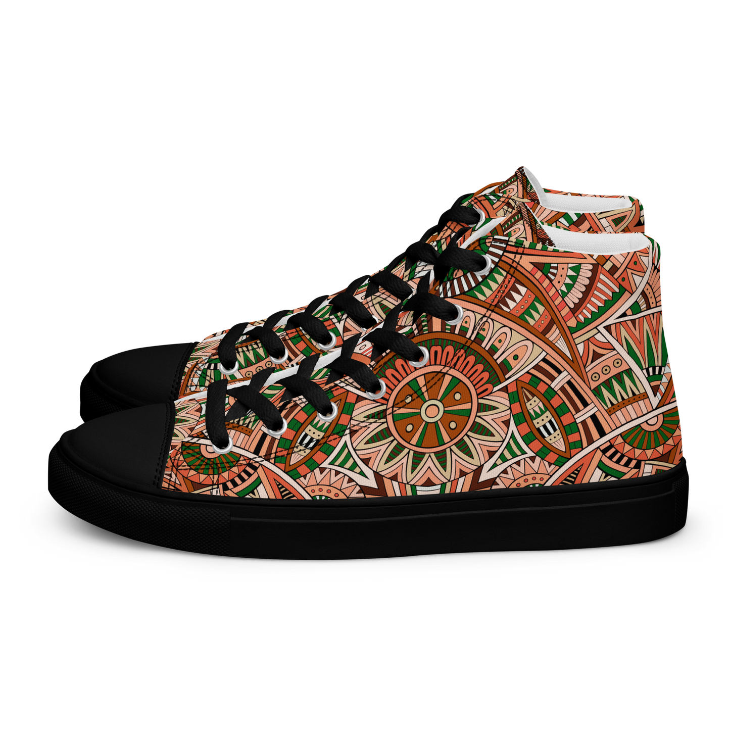 Men’s high top canvas shoes - Ethnic-Boho Fusion Orange | 5034