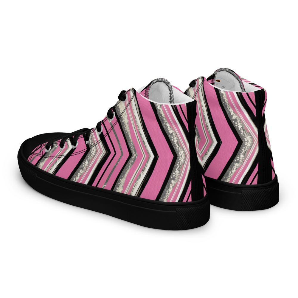 Men’s high top canvas shoes - Pink Silver Party | 5023