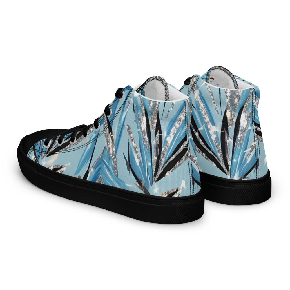 Men’s high top canvas shoes - Blue Silver Hot Ice Party | 5024