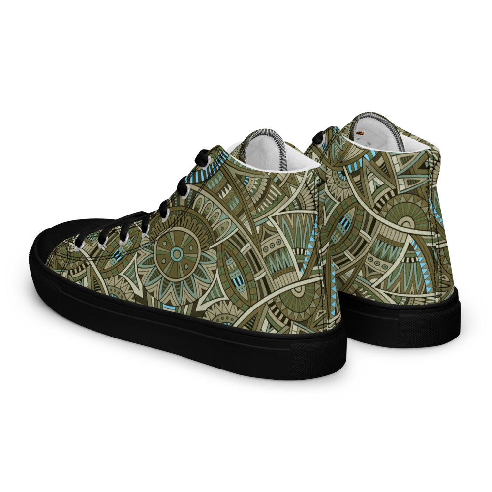Men’s high top canvas shoes - Ethnic-Boho Fusion Khaki | 5031